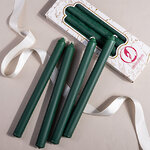 Столовые свечи 24.5 см, 4 шт,  темно-зеленые