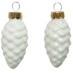 Набор стеклянных елочных игрушек Шишки 6 см молочный mix, 12 шт