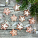 Набор стеклянных елочных игрушек Звезды 4.5 см розовый бутон mix, 12 шт