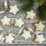 Набор стеклянных елочных игрушек Звезды 4.5 см молочный mix, 12 шт