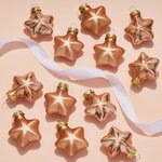 Набор стеклянных елочных игрушек Звезды 4.5 см миндальный бисквит mix, 12 шт