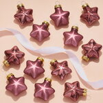 Набор стеклянных елочных игрушек Звезды 4.5 см розовый бархат mix, 12 шт