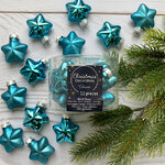 Набор стеклянных елочных игрушек Звезды 4.5 см бирюзовый mix, 12 шт