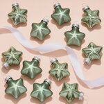 Набор стеклянных елочных игрушек Звезды 4.5 см шалфейный mix, 12 шт