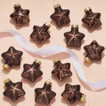 Набор стеклянных елочных игрушек Звезды 4.5 см темный шоколад mix, 12 шт