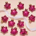 Набор стеклянных елочных игрушек Звезды 4.5 см розовая азалия mix, 12 шт