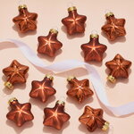 Набор стеклянных елочных игрушек Звезды 4.5 см terra brown mix, 12 шт