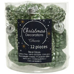 Набор стеклянных елочных игрушек Шишки 6 см шалфейный mix, 12 шт