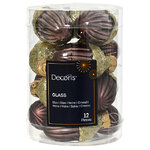 Елочные игрушки Желуди 4 см черный трюфель, 12 шт, стекло