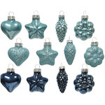 Набор стеклянных елочных игрушек Blue Lagoon 4-5 см, 12 шт, подвеска