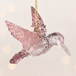 Елочная игрушка Птичка Колибри Pearl Blush 12 см, подвеска