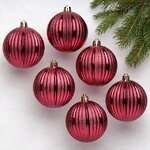 Набор пластиковых шаров Luxurious Shine 8 см бордовый, 6 шт