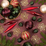 Набор елочных игрушек Glory Brilliance - Christmas Eve 46 шт, 8 см, пластик