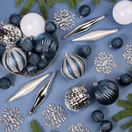 Набор елочных игрушек Glory Brilliance - Полярная Ночь 46 шт, 8 см, пластик