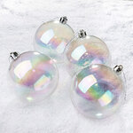 Набор пластиковых шаров Прозрачный Перламутр 10 см, 4 шт