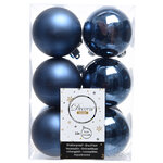 Набор пластиковых шаров Синий Бархат 6 см, 12 шт, mix
