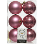 Набор пластиковых шаров Розовый Бархат 8 см, 6 шт, mix