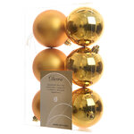 Набор пластиковых шаров Насыщенно Золотой 8 см, 6 шт, mix