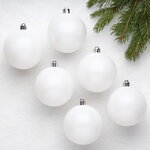 Набор пластиковых матовых шаров 8 см белый, 6 шт