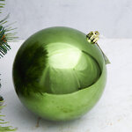 Пластиковый шар 14 см зеленый бархат глянцевый