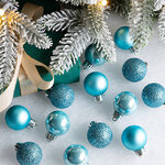 Набор пластиковых шаров Блеск 3 см голубая карамель, 14 шт