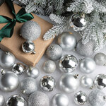 Набор пластиковых шаров Luminous - Серебряный, 4-6 см, 30 шт