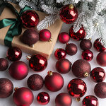 Набор пластиковых шаров Luminous - Бордовый, 4-6 см, 30 шт