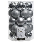 Набор пластиковых шаров Серебряная Коллекция 8 см, 34 шт, mix