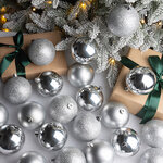 Набор пластиковых шаров Grande Collection - Серебряный 8 см, 34 шт, mix