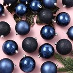 Набор пластиковых шаров Luminous - Синий Бархат, 8 см, 34 шт