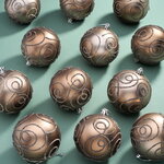 Набор пластиковых шаров Блестящий Пируэт 8 см кофейный, 12 шт