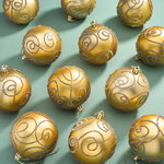 Набор пластиковых шаров Блестящий Пируэт 8 см золотой, 12 шт