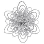 Декоративный цветок Аделис 10 см, серебряный, 3 шт, клипса