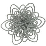 Декоративный цветок Аделис 10 см, серебряный, 3 шт, клипса