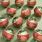 Набор пластиковых шаров Опера 8 см зеленый бархат, 12 шт