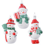 Набор пластиковых елочных игрушек Снежное Трио в красном 12 см, 3 шт, подвеска