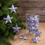 Набор елочных игрушек Звезды 8 см лавандовый шелк, 6 шт, подвеска