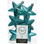 Набор елочных игрушек Звезды 8 см folk blue, 6 шт