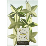 Набор елочных игрушек Звезды 8 см зеленый чай, 6 шт, подвеска