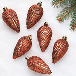 Елочная игрушка Шишка Alto - Terra Brown 8 см, 6 шт, пластик