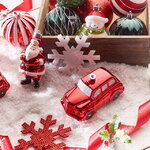 Набор елочных игрушек Новогодняя Сказка 8-12 см, 25 шт, красный с белым, пластик