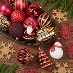 Набор елочных игрушек Colorful Time: Red & Gold 8-12 см, 25 шт, пластик