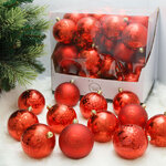 Набор пластиковых шаров Christmas Salute: Красный 10 см, 36 шт