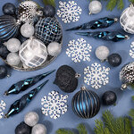 Набор елочных игрушек Glory Brilliance 50 шт бело-синий, 5-16 см, пластик