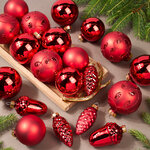 Набор стеклянных елочных игрушек Holiday Brilliance 6-7 см красный, 20 шт