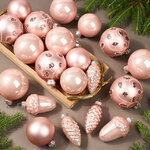 Набор стеклянных елочных игрушек Holiday Brilliance 6-7 см розовый бутон, 20 шт