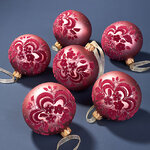 Набор стеклянных шаров Бархатный Этюд 8 см розовый бархат, 6 шт