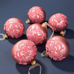 Набор стеклянных шаров Розовый Сад 8 см, 6 шт