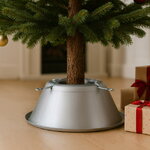 Подставка для елки 38*14 см, высотой до 2 м, диаметр ствола до 15 см, серебряная