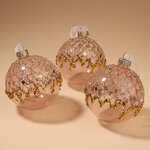 Набор стеклянных шаров Люневиль 8 см розовый, 3 шт